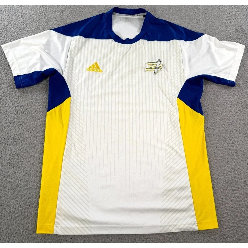Adidas Limestone Saints Jersey Men's‎ Medium White Striped NCAA Climacool